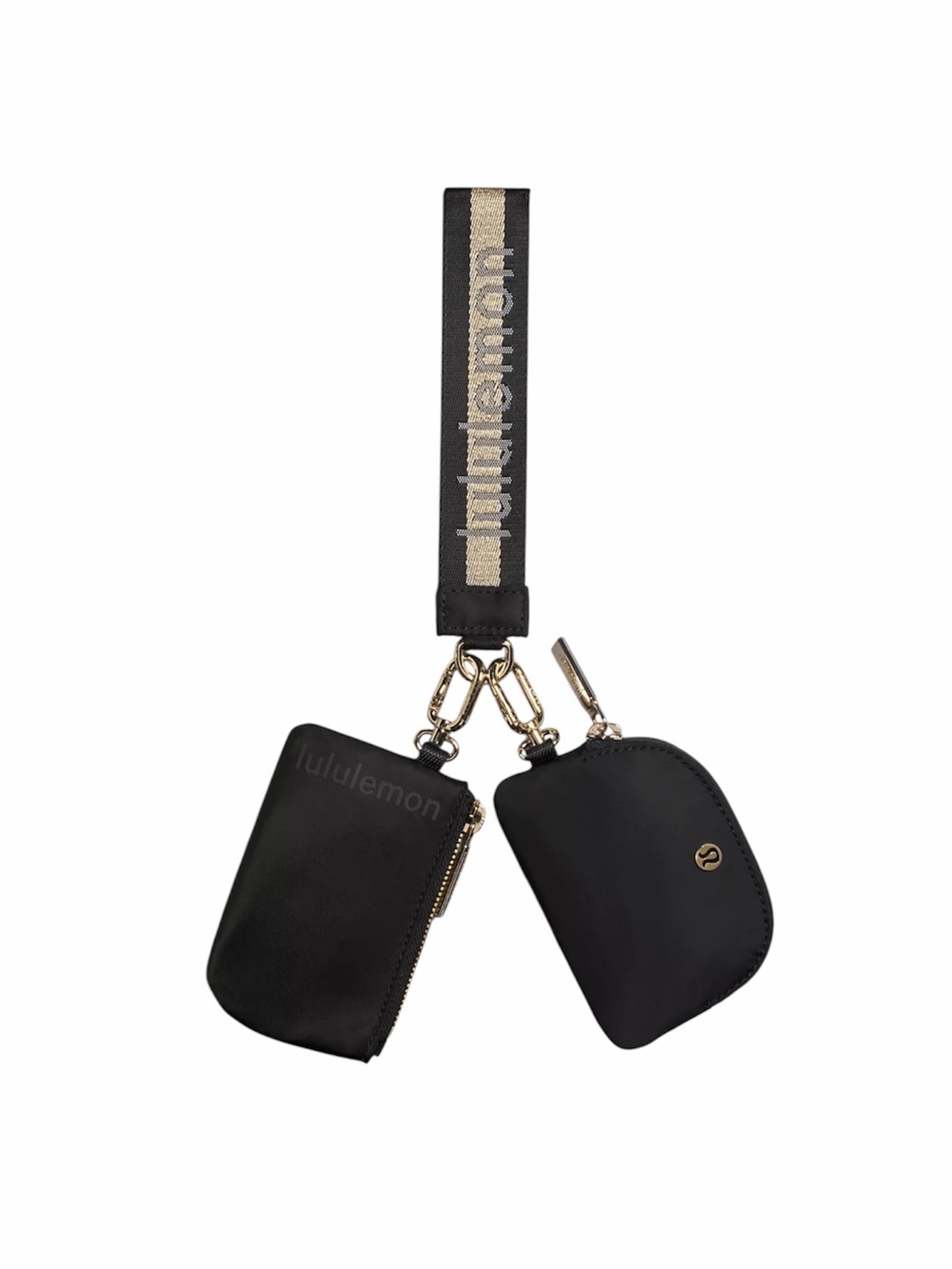 lululemon Black/Gold/ White Opal Dual Pouch Wristlet Wordwark